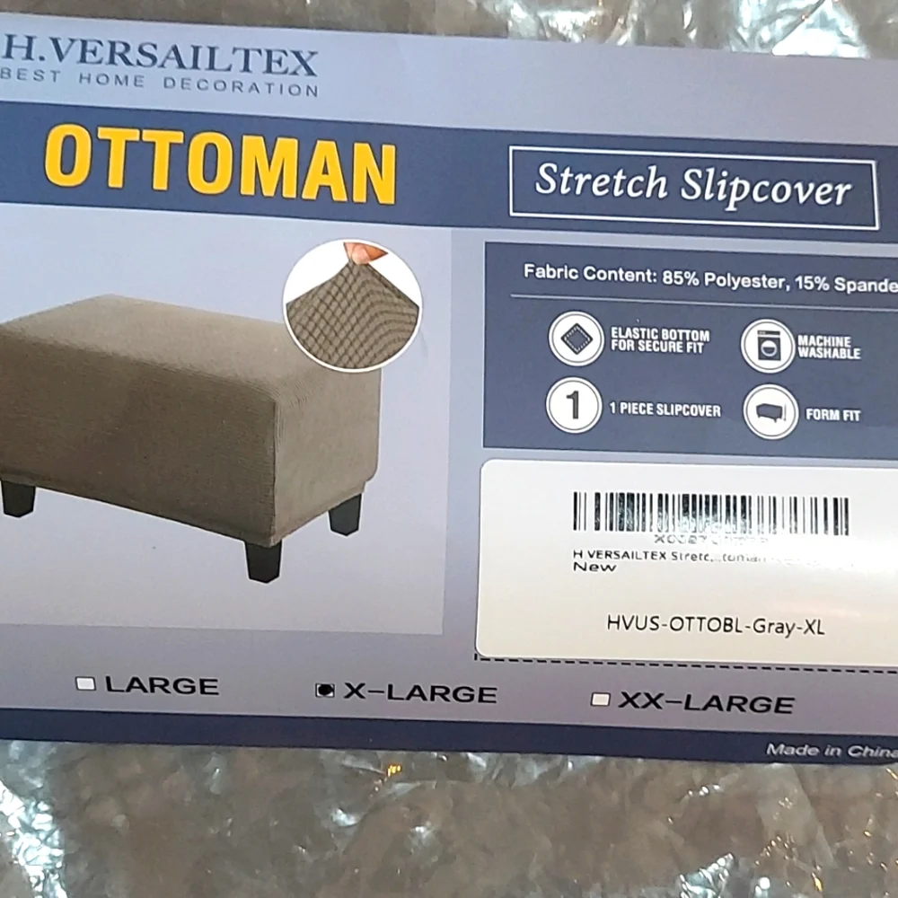 H.versailtex XL Ottoman SlipCover Gray